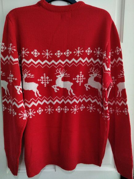 Boohoo Man Christmas Jumper Size 3xl Long Sleeved Red Rain deer - Picture 6 of 7